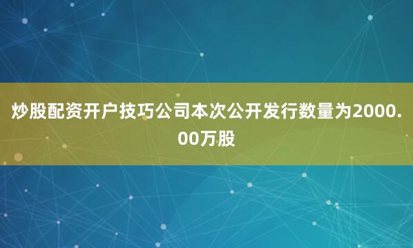 炒股配资开户技巧公司本次公开发行数量为2000.00万股