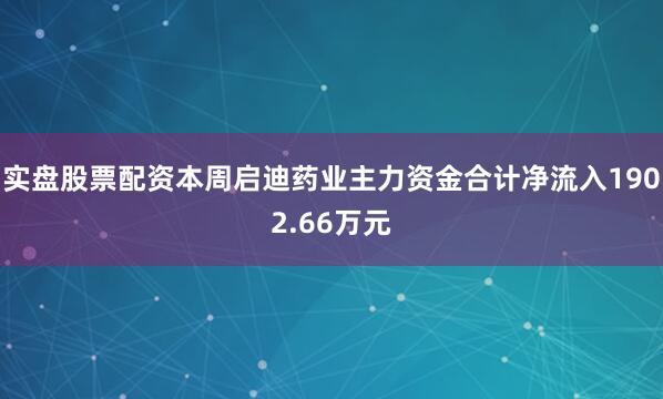 实盘股票配资本周启迪药业主力资金合计净流入1902.66万元